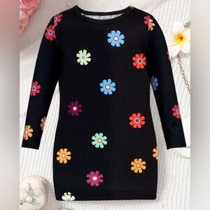 🌸2/$10 12-18M Black Longsleeve Dress with Floral Accents
